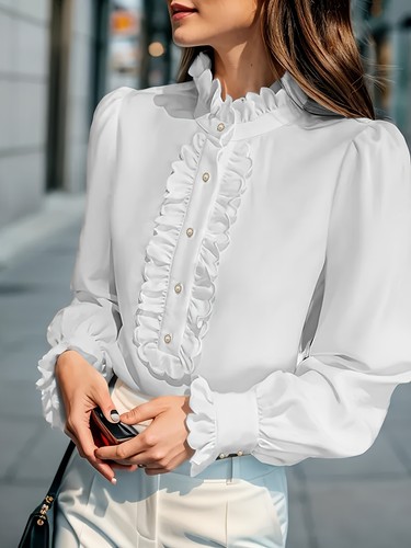 Ladies ruffle shirt long - ladies,