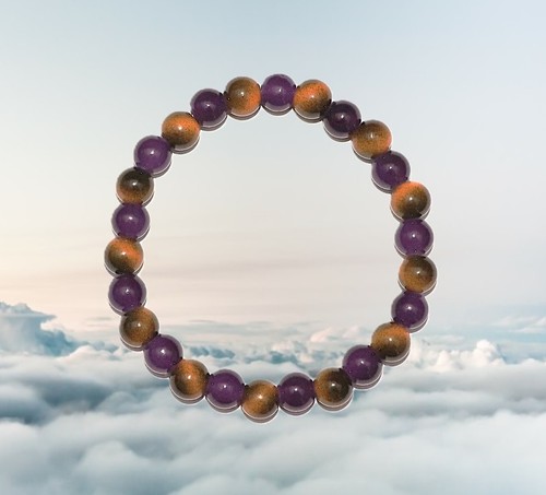 Tigers eye and amethyst 8mm - eye,