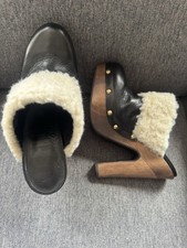 Heeled Platform Black Leather