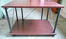 Formica 2-tier wheeled side table /trolley on castors for storage or TV/AV units