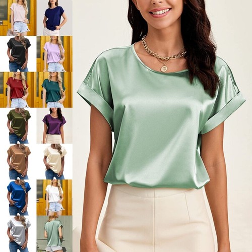 Womens satin silk short - satin, sleeve