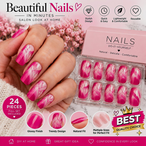Medium square press nails - medium,