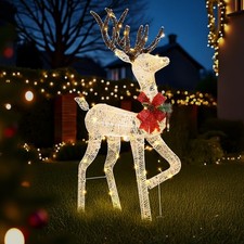 4ft Lighted Christmas Reindeer Outdoor Decorations W/ 90 LED for Xmas Home Decor