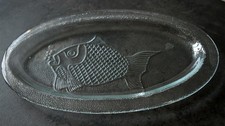 Stunning Glass Fish Emboosed Salmon Seafood Serving Platter Christmas XL 41x25cm