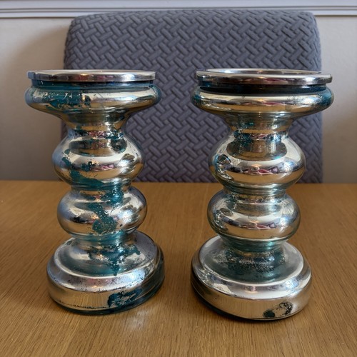 Mercury glass candle stick - candle,