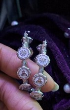 Rhodium Plated Stylish Hoop Dangle Earrings