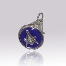 Masonic Seal Pendant Fob Craft Hallmarked Solid Silver in Blue, Red & Black