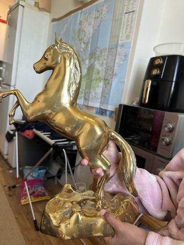 Vintage brass rearing horse - vintage,