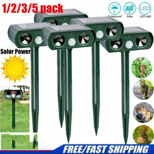 3x Ultrasonic Solar Cat Dog Repellent Fox Pest Scarer Deterrent Repeller Garden
