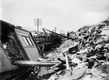 Smashed wooden carriages Sanyo