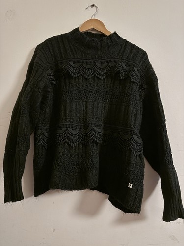 Women black knit mock - knit,