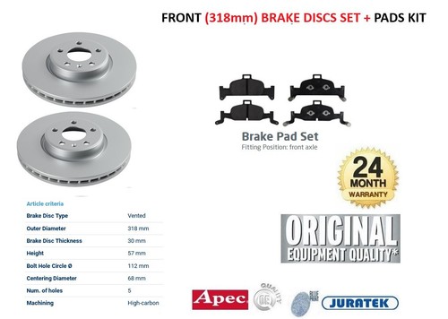 Front axle brake discs pads - front, +