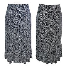 New Ladies Polka Dot Print Midi Calf Length Godet Skirt Flared Panel Stretchy UK