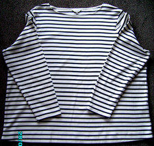 Joules, Ladies Navy/cream striped Top, long sleeves, Cotton, Size 24, New.