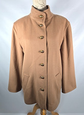JAEGER Wool Cashmere Coat Camel Gold Tone Buttons Vintage Women's UK 12/14
