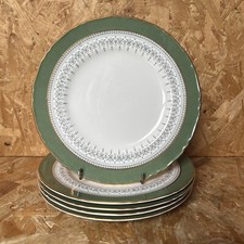 5 x Vintage Royal Worcester Regency Green Salad Dessert Plate 20cm
