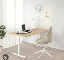 Galant Desk Ikea 130x70 with Light Oak Top and White Legs Electric Table Desk