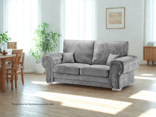 3 Seater Sofa in Grey Fabric Vegas  | High Back Cushions | Ex Display