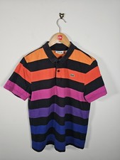 Lacoste Sport Polo Shirt Men's Medium Multicoloured Stripe Logo 