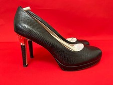 BIBA UK 4 AMERA BLACK PLATFORM SHOES WITH SILVER HEEL DECORATION BNWOB