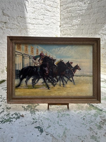 Original horse racing oil - horse,