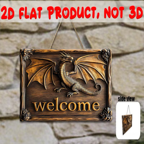 Wooden welcome dragon wall - welcome, /
