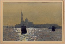 20th Century San Giorgio Venice Venetian Watercolour Painting KEN HOWARD