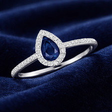 Sapphire and Diamond Pear Ring