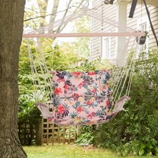 Garden Hanging Hammock Chair Rope Seat Padded Floral Patio Swing 100kg