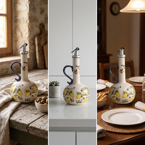 Ceramic olive oil dispenser - olive,