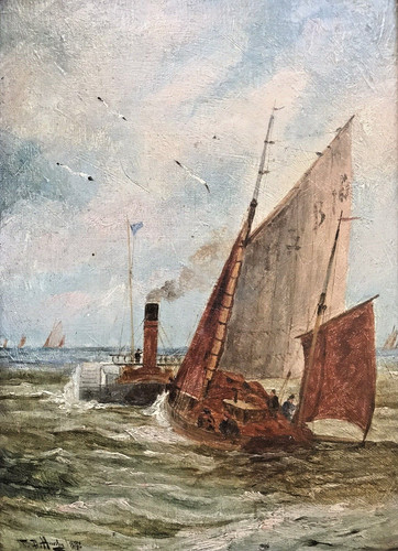 Oil painting canvas brixham - painting,, canvas,