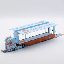 1:64 Scania S730 Gulf Enclosed Double Deck Truck Model Diecast Metal Car