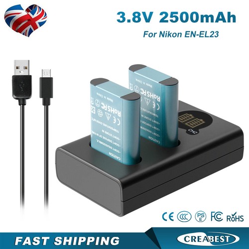 2pcs el23 battery - en-el23, &dual