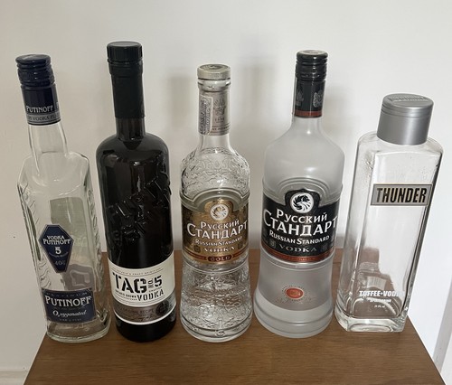 Empty vodka bottles for - vodka, decor