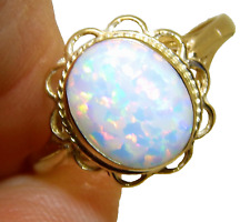 9ct cabochon opal ring 9 carat yellow gold  single stone  size m 1/2 new boxed