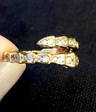 Vintage Style Crystal Snake Ring 18K Gold Plated