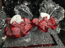 ❤️GINGHAM OVER SATIN RUFFLE TUTU no Lace Tartan Ankle School Socks ❤️ Filly Sock