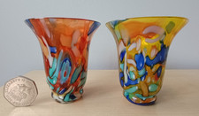 Pair of 1950's / 60's  Murano / Venetian Glass Small Bud Vases - Signed CENEDESE
