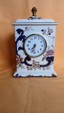 MASONS IRONSTONE BLUE & RED  " MANDALAY " DESIGN QUARTZ  MANTLE CLOCK