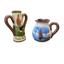 Torquay Ware Moto Miniature Pitchers Set (2) Cottagecore Decor