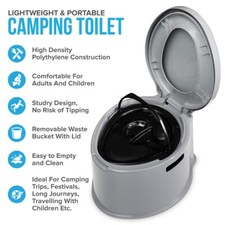 5L GREY PORTABLE CAMPING TOILET MANUAL COMPACT POTTY LOO CARAVAN PICNIC FISHING
