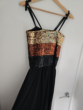 Vintage C&A Black Bronze Gold Sequin Dress Size 16
