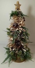 Wooden Christmas Tree Topiary Star Pinecones Artificial Greenery Decor