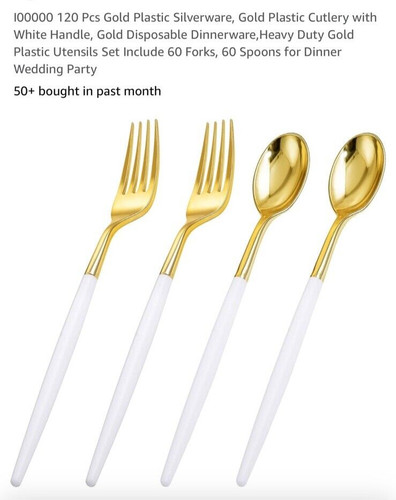 Gold plastic silverware - plastic, silverware,