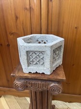 Hand Cut Stone Hexagonal Pot / plant Stand Reclaimed Architectural Salvage
