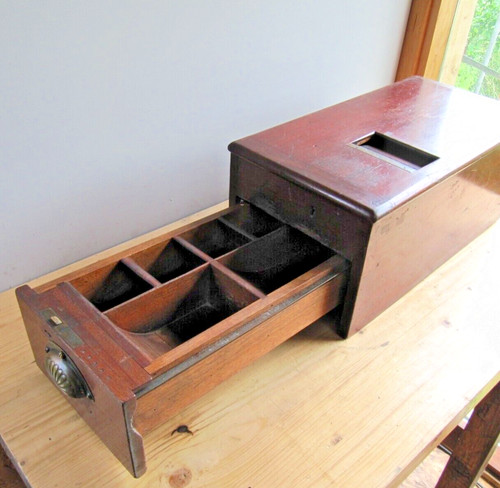 Antique mahogany cash till - mahogany,