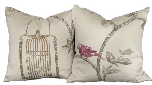 Pair cushion covers - of, bird