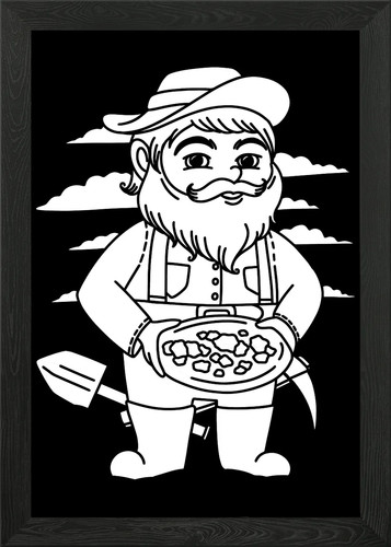 Gold mining miner framed - gold,