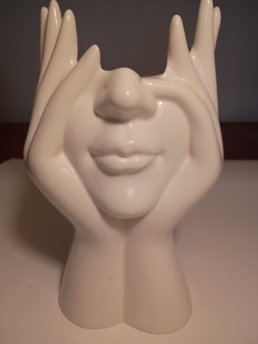 White ceramic lady head - white,