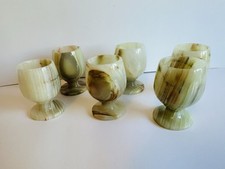Premium Vintage Onyx-Marble Wine Cognac Goblets Set of 6 Chalice, Cup, Glasses